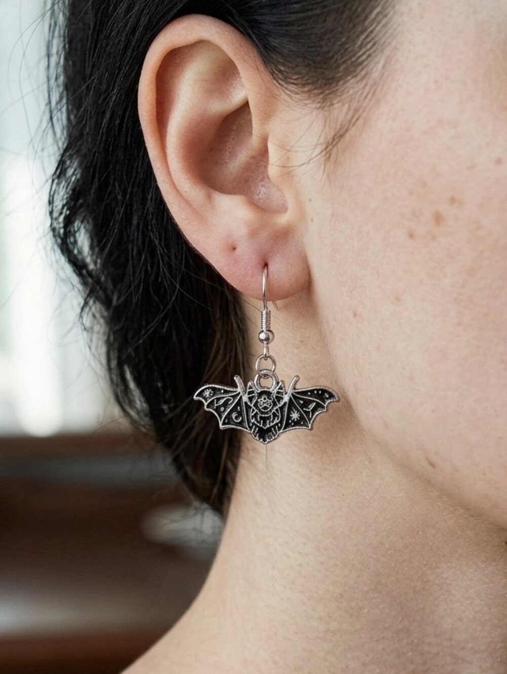 Handcrafted Little Black Bat Earrings